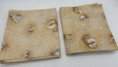 Vtg Springmaid Tranquility Pillowcases Seashell Beach Sand Print Pair Std