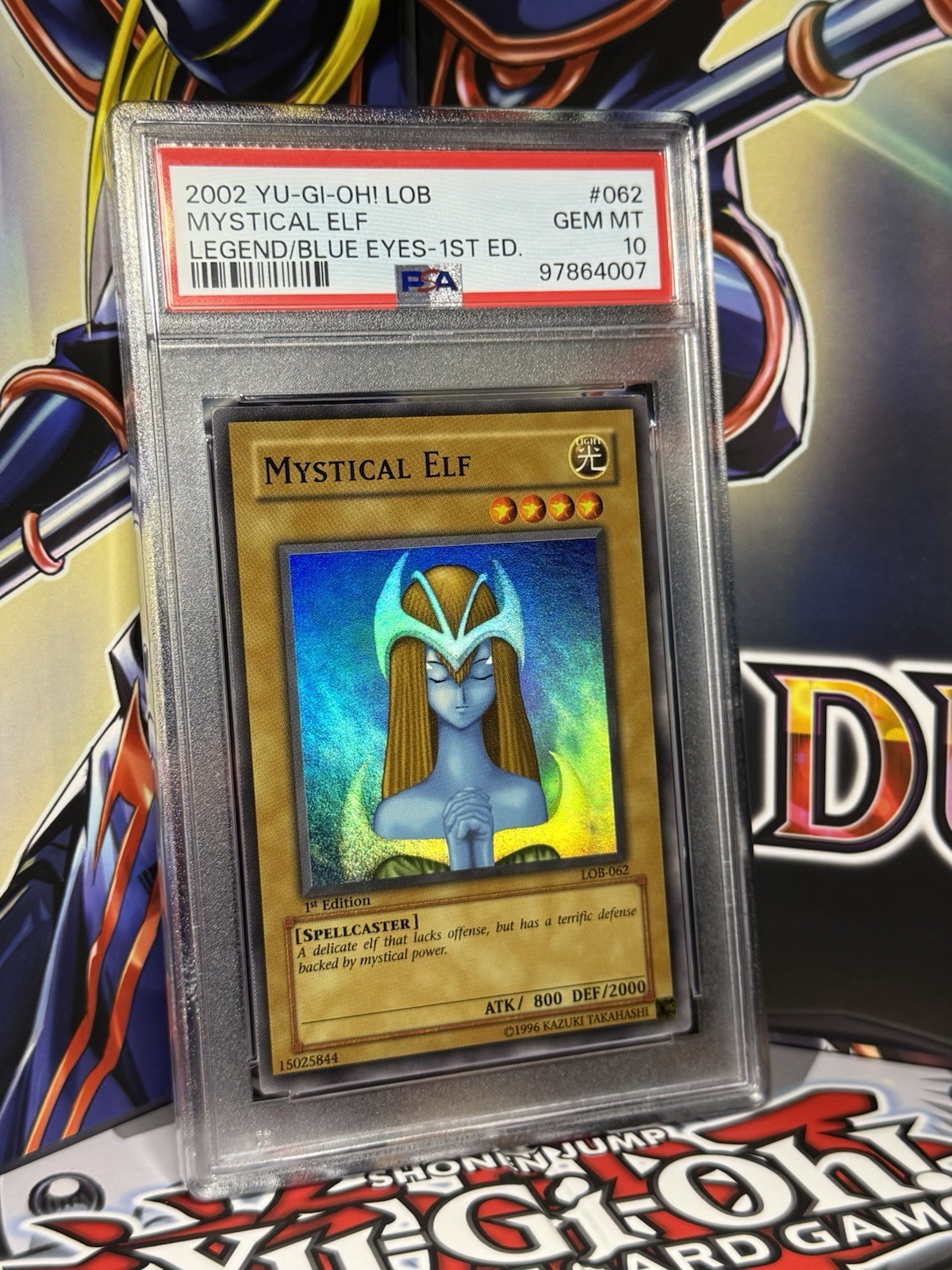 Yu-Gi-Oh! Mystical Elf Legend of Blue Eyes 1st Edition Super Rare LOB-062 PSA 10