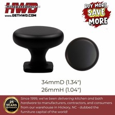 Round Knobs Matte Black Modern Transitional Kitchen Cabinet Drawer Pulls