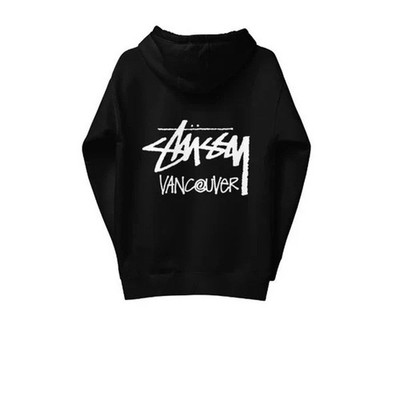 Stussy Vancouver Canada Chapter Pullover Hoodie Hoody Black White Large L New DS
