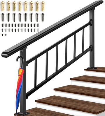 Updated Handrails for Outdoor Steps 4-5 Steps Wrought Iron Stair Railing with...