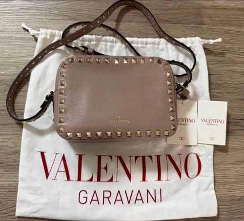 VALENTINO GARAVANI Women Rockstud Shoulder Bag Leather Powder Beige from japan