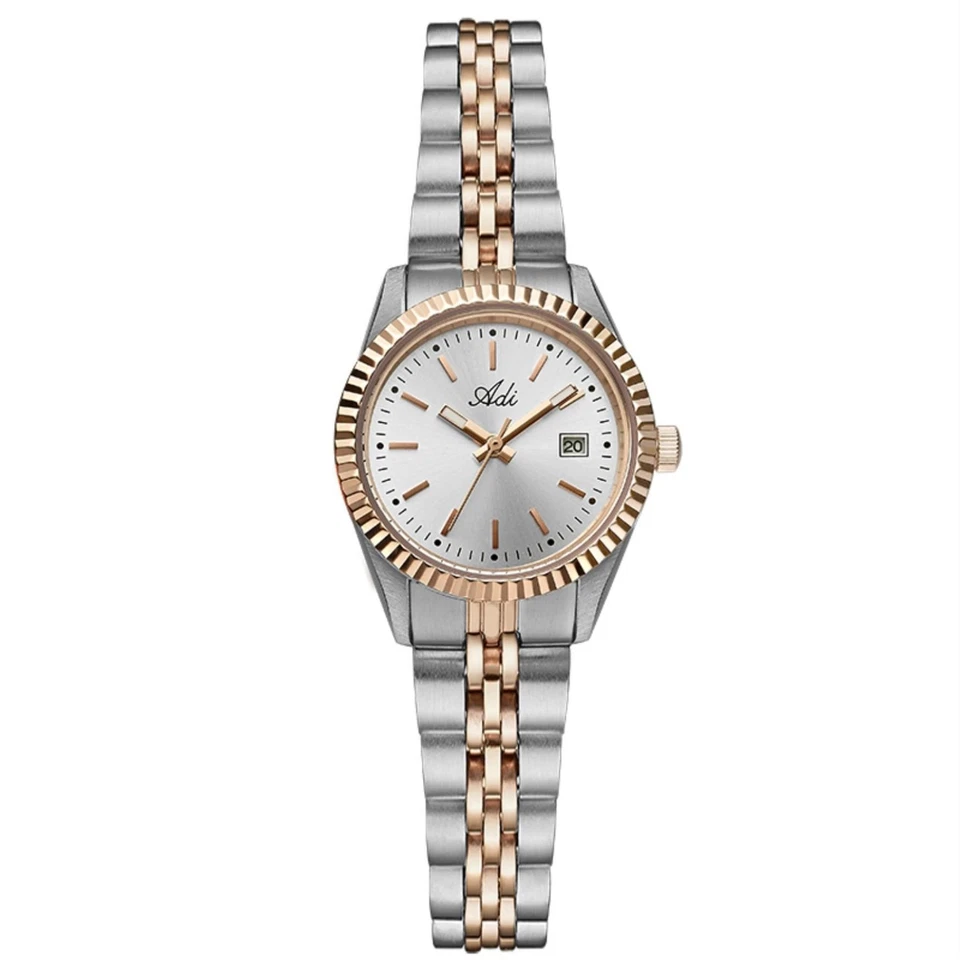 Женские двухцветные часы Adi из розового золота и нержавеющей стали с датой, 28 мм, 50 м - Изображение 4 из 4
