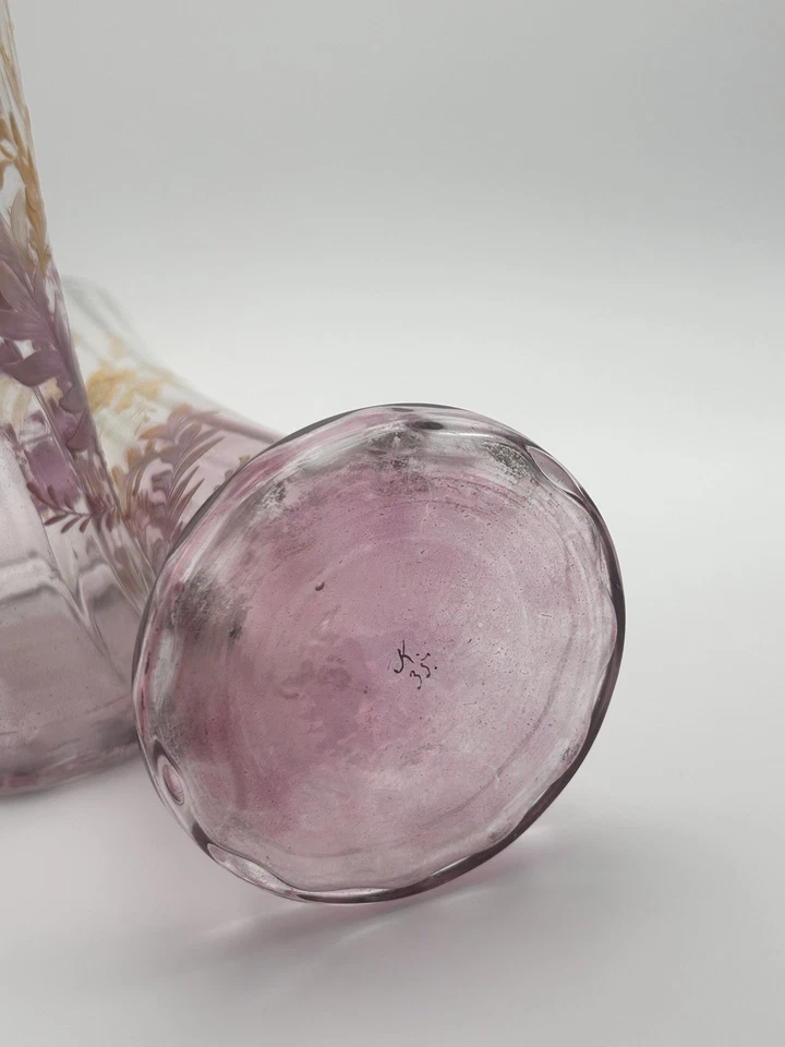 Pair of Antique Moser Karlsbad Bohemian Amethyst Glass Bud Vases c.1900 - Image 3 of 4