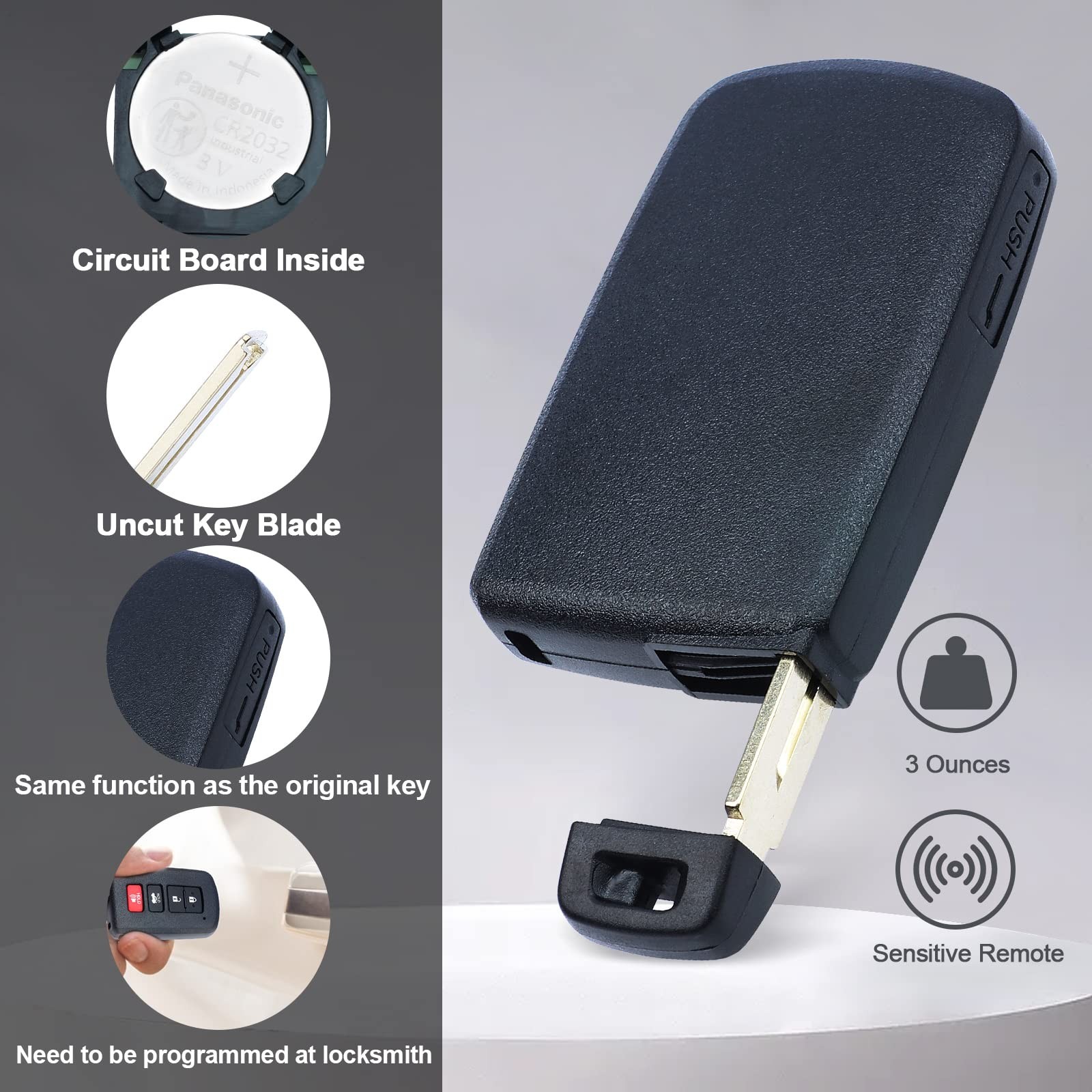 Keyless Entry Smart Prox Remote Key Fob Replacement for Toyota Avalon Camry C...