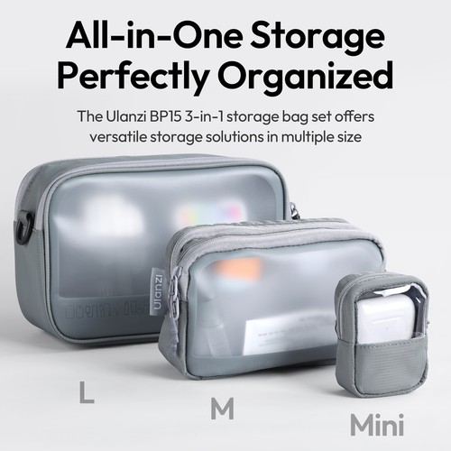 Ulanzi BP15 SeeClear Tech Pouch Transparent Storage Bag 3-in-1 set Organizer - Picture 5 of 24