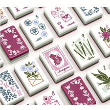 American Mahjong Game Set, 160 Purple flowers Mah Jong Tiles Free storage Bag