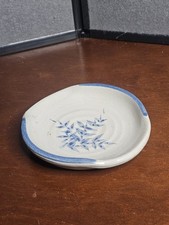 Vintage Red Wing Stoneware Double Spoon Rest Hand Decorated Blue Floral Design
