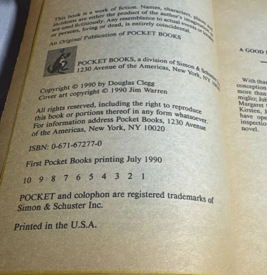 Breeder by Douglas Clegg (First Edition Pocket Books 1990) Horror Novel, SIGNED! - Image 4 of 4