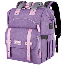 Diaper Bag Backpack,Purple baby bag for Mom Dad Girls Boys,15.6inch baby girl...