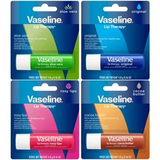 Vaseline Lip Therapy Variety 4-Pack, Moisturizing Balm with Multicolor 