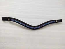 Fascia per sopracciglia per cavalli blu e viola scintillante cristallo a scatto in pelle per briglia.