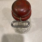 Vintage 1940's Glass Nut Chopper Turn Key Spice Grinder Farmhouse Decor Red Cap — photo 3