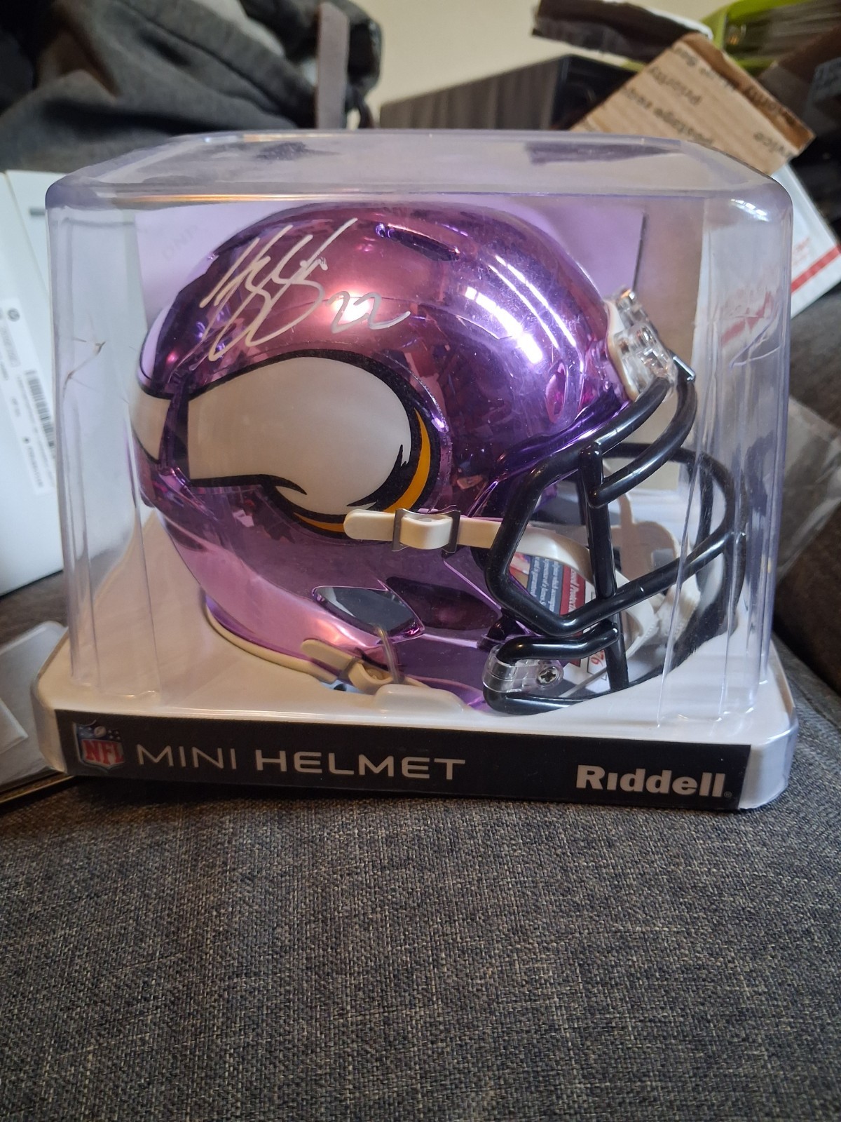 harrison smith signed helmet Harrison Smith Autographed Signed Vikings Chrome Mini Helmet #22 Autograph