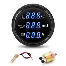 2in Triple Auto Gauge Set Water Temp Oil Volt 3 In 1 With Sensors Black 2in Triple Auto Gauge Set Water Temp Oil Volt 3 In 1 With Sensors Black