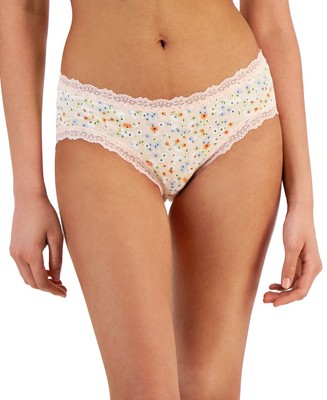JENNI Women's Lace Trim Hipster Underwear, Dusty Floral XXXL