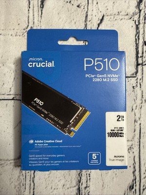 Crucial P510 M.2 2280 2TB PCIe 5.0 NVMe 2.0 3D NAND 10,000MBs SSD CT2000P510SSD8
