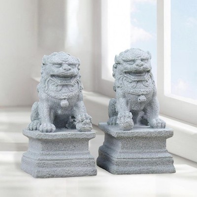 2 Stück Guardian Lions Statuen Gartenskulpturen Dekor für Pathway Patio Yard