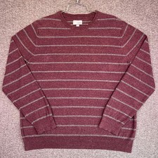 Sonoma Men Crew Neck Striped Sweater Burgundy XL Cozy Casual Pullover Grandpa