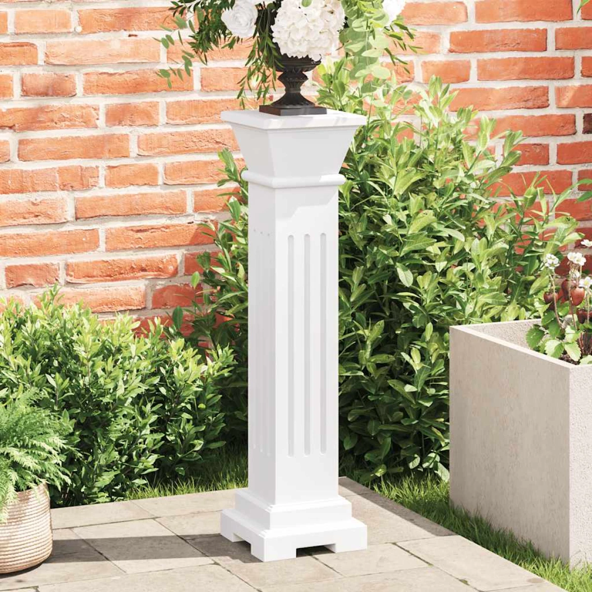 Pillar Plant Stand White MDF 17x17x66cm Classic Square Pedestal Display Indoors