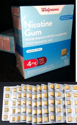 WALGREENS NICOTINE GUM-4MG ORIGINAL-110 PCS-11 Foil Strips sealed-NO BOX 4  MG