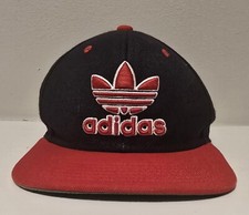 Adidas Originals Snapback Cap Hat Red Black Raised Logo Trefoil Youth