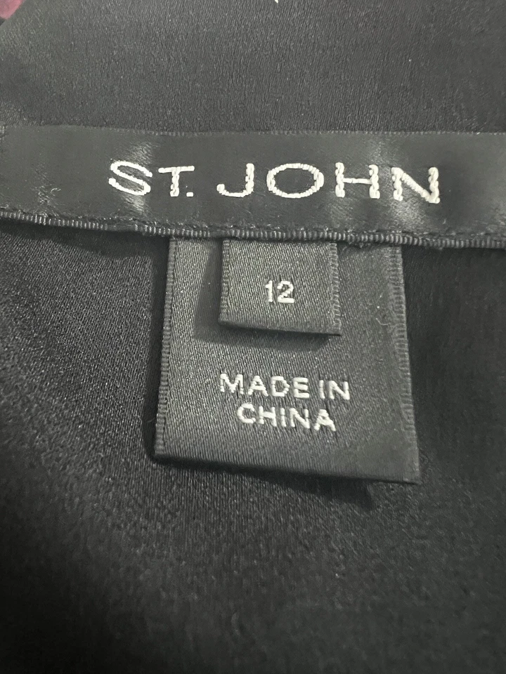 ST JOHN KNIT Caviar черный размер 12 без рукавов кружева вязаный топ новый с этикетками! - Изображение 2 из 4