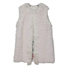 DOLCE & GABBANA Kids Sweater White Real Fur Sleeveless Cardigan One Size 2000usd