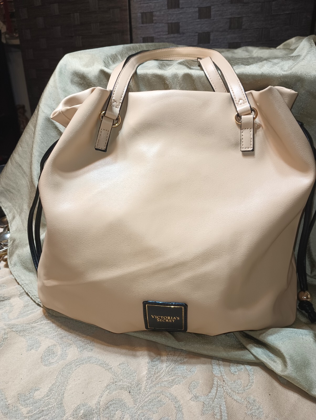 Victoria's Secret Cinch Top Bare Tote Bag in Beige
