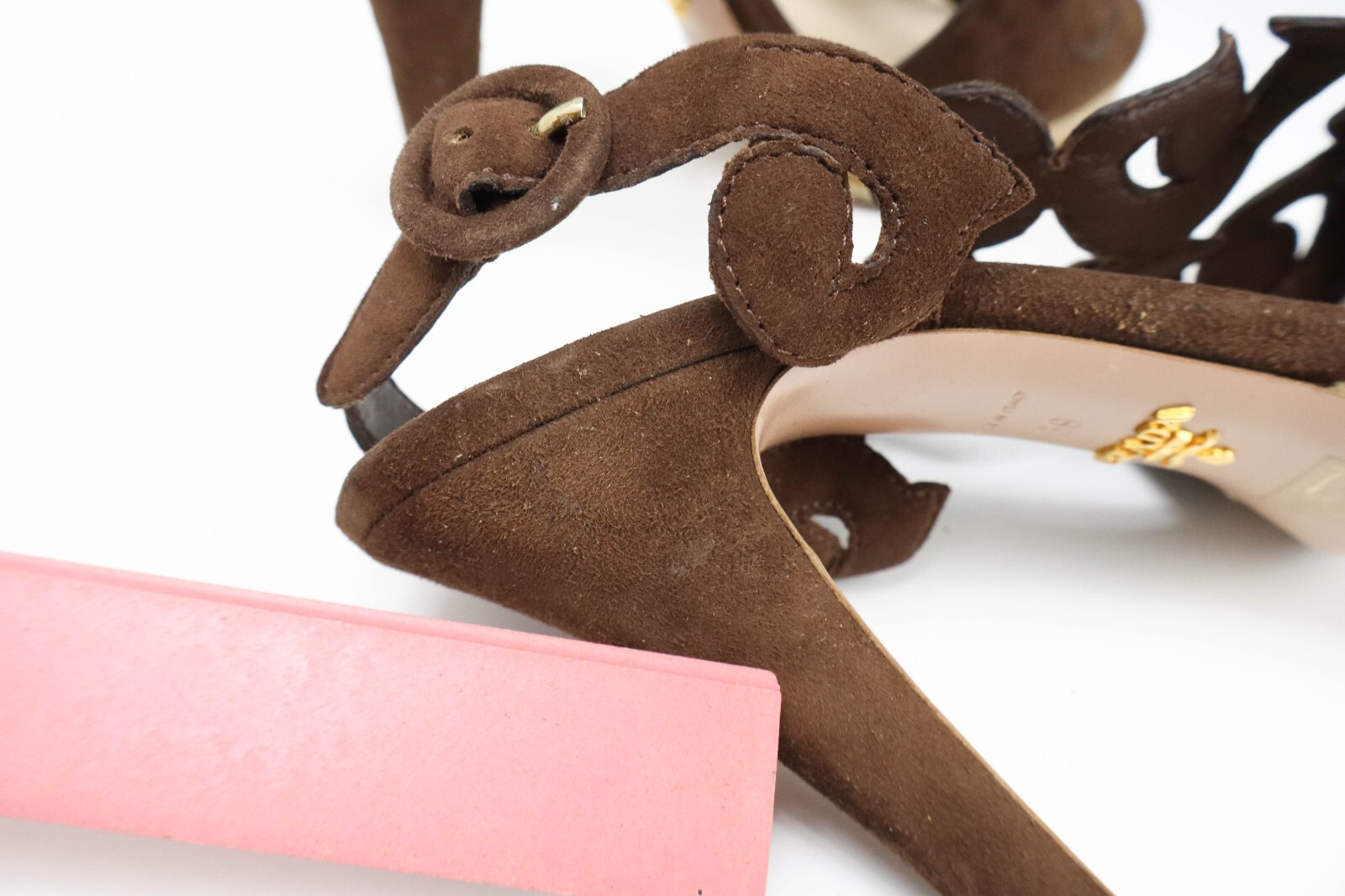 PRADA Shoes Women's (EU) 39 Brown Suede Stiletto Buckle Open Toe Heeled Sandals thumbnail 13