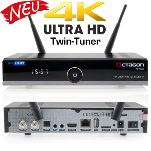 OCTAGON SF8008 4K UHD H.265 E2 Linux Sat Receiver DVB-S Kabel DVB-C PVR DVB-T2 - Afbeelding 1 van 11