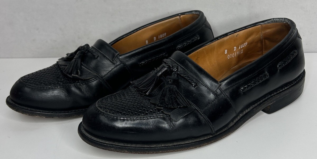 Mens Allen Edmonds Cody Black Tasseled Leather Slip On Shoes 