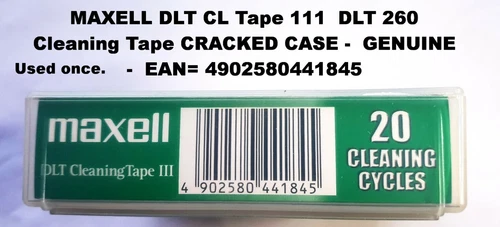 MAXELL DLT CLEANING Tape 111  DLT 260 Used Once **CRACKED CASE See Pix GENUINE