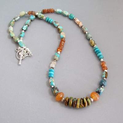 djs Sundance Turquoise Carnelian Sunstone Sterling Silver Necklace Lk Catalog