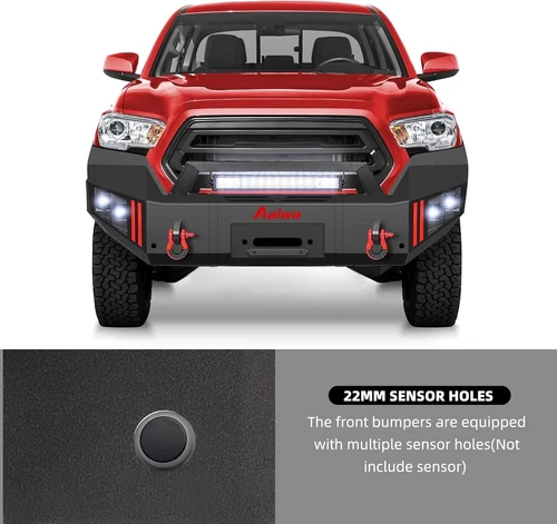 Protector de parachoques delantero o trasero con luces LED y anillos en D para Toyota Tacoma 2016-2023 - Imagen 8 de 16