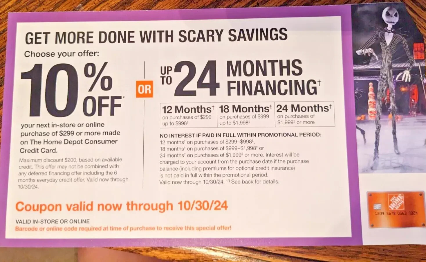 Home Depot Coupon 10 Off EX.10/30/24 eBay