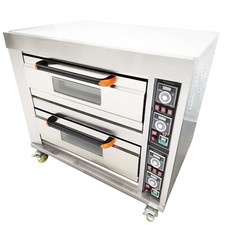 Commercial Double-Deck Bakery Oven Electric Heated 220V 3-PH for Pizza & Pastry