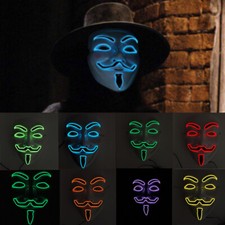 Grusel Maske LED Anonymous Guy Fawkes V Vendetta Mask Karneval Halloween Cosplay