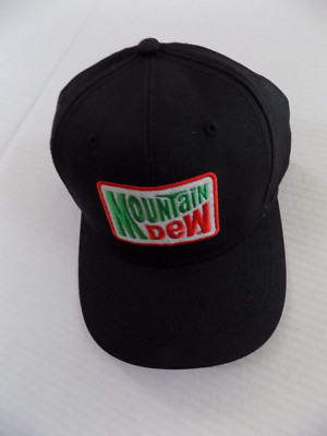Mountain Dew Soda Baseball Cap Hat Black HTF NOS w/ Tag