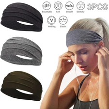 3PCS Stretch Headbands Sports Yoga Gym Hair Bands Head Wrap Sweatband Women Men