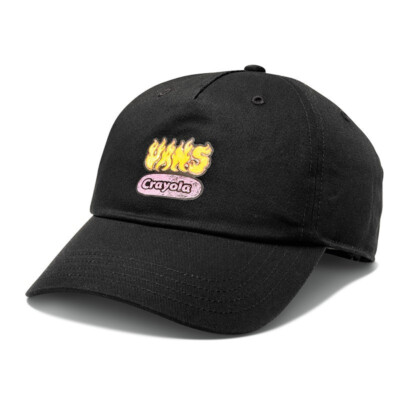 Vans Crayola Collab Courtside Black Strapback Hat Eyeball Flower Crayon Art Cap