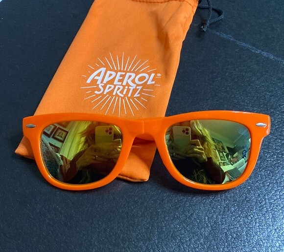 Aperol Spritz Orange Sunglasses Foldable UV Protection Case Italy Amalfi Coast