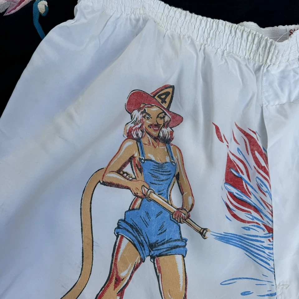Pantalones cortos boxer pin up pin up pin up vintage años 50 rayón bombera novedad Foto 4 de 4