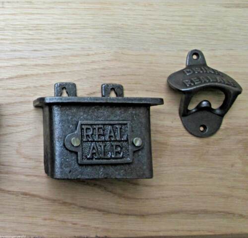 Wall Mounted Cast Iron Rustic Soda Bottle Opener Bottle Cap Catcher - Picture 6 of 8