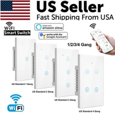 1/2/3/4 Gang WiFi Smart Wall Touch Light Switch Glass Panel For Alexa/Google APP