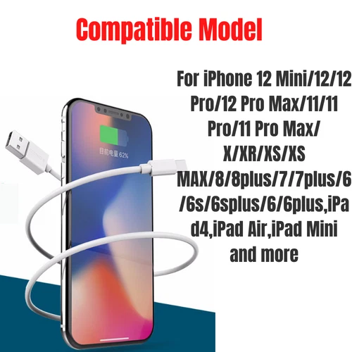 5 Pack Heavy Duty USB Charger Cable 6ft For iPhone 14 13 12 11 Pro XR 8 Cord - Picture 3 of 6