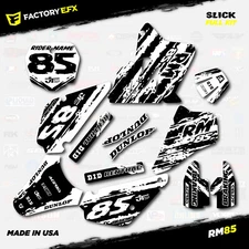 Black & White Slick Racing Graphics Kit fit Suzuki RM85 01-21 Plates RM 85 Decal