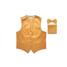 New Men's Gold formal vest Tuxedo Waistcoat bowtie  hankie set wedding prom