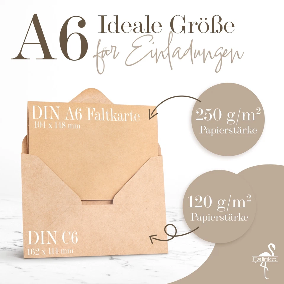 50x Faltkarten blanko mit Umschlag Kraftpapier I Klappkarten und Briefumschläge - Bild 3 von 4