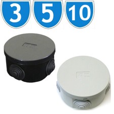 ESR Empty Junction Box Round Enclosure IP44 Waterproof Grommets Cable Connection